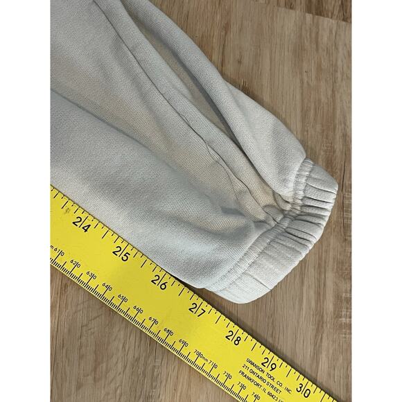 Mate The Label Organic Fleece Jogger Pocket Sweatpants Bone Ivory S Women $128 - Picture 9 of 11